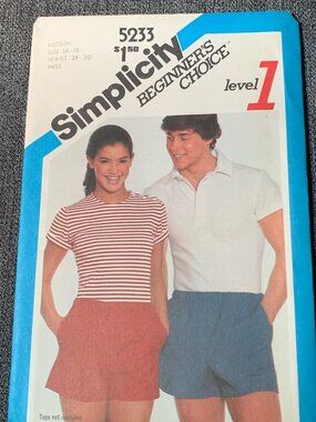 Butterick Misses Mens Short Sewing Pattern Size 14-16 5233 Uncut
